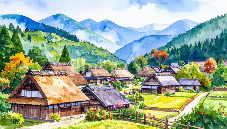 田舎の風景イラスト - No: 26839386｜無料イラスト・フリー素材なら