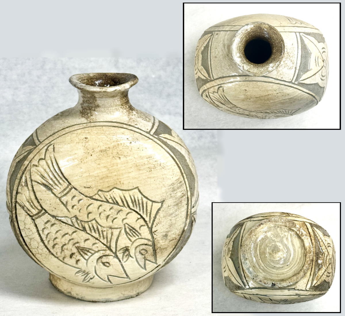 骨董 時代ガラス 希少 黄色乳白色 縞紋 筒型容器 花器 蓋は後付け 骨董