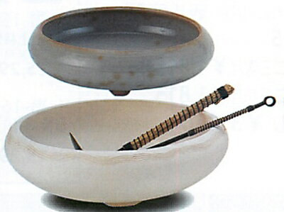 ◇[茶禅]茶道具 炭所望「筋・巴半田焙烙灰器セット」楽助作