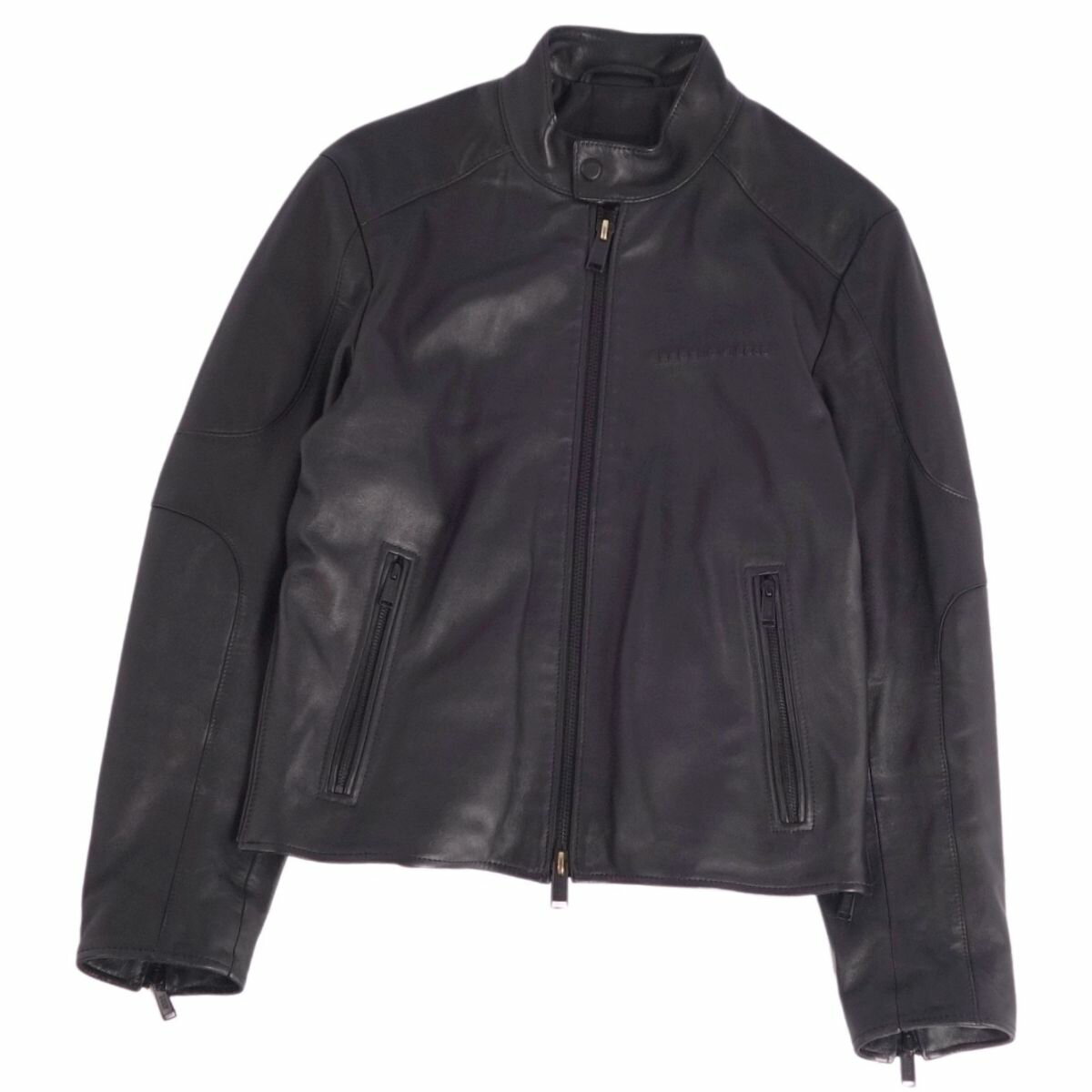 極美品 ヒューゴボス 現行タグ レザージャケット 羊革 3XLサイズ ブラウン