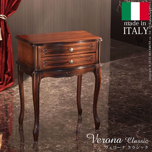 値下 イタリア製 クラシカル家具 象嵌装飾 ラウンドサイドテーブル 棚