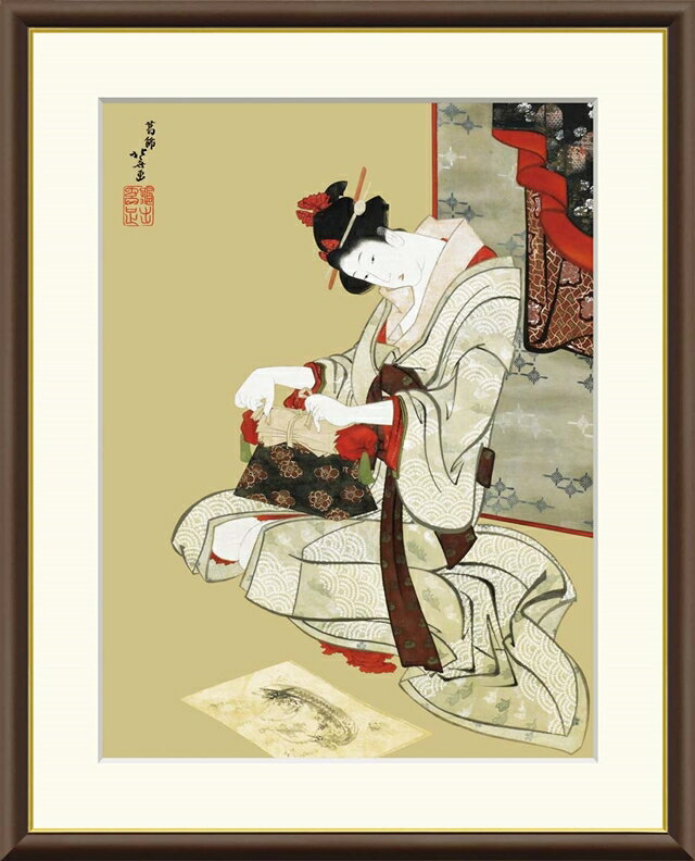 工芸画】伝・葛飾北斎筆【春草図】春画◇複製画 美人画 掛軸 伝・葛飾