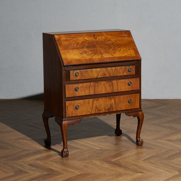 イタリア製 象嵌 アンティーク ライティングビューロー デスク 猫脚