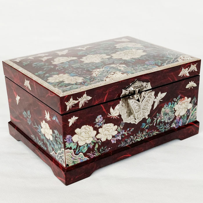 楽天市場】韓国漆螺鈿宝石小物入れ 黒花鶴蝶 二段□komonoire-32-s