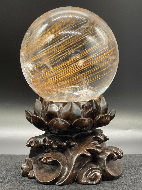 超絶綺麗✨40mm ゴールドタイチンルチルクォーツ 丸玉 スフィア 金針