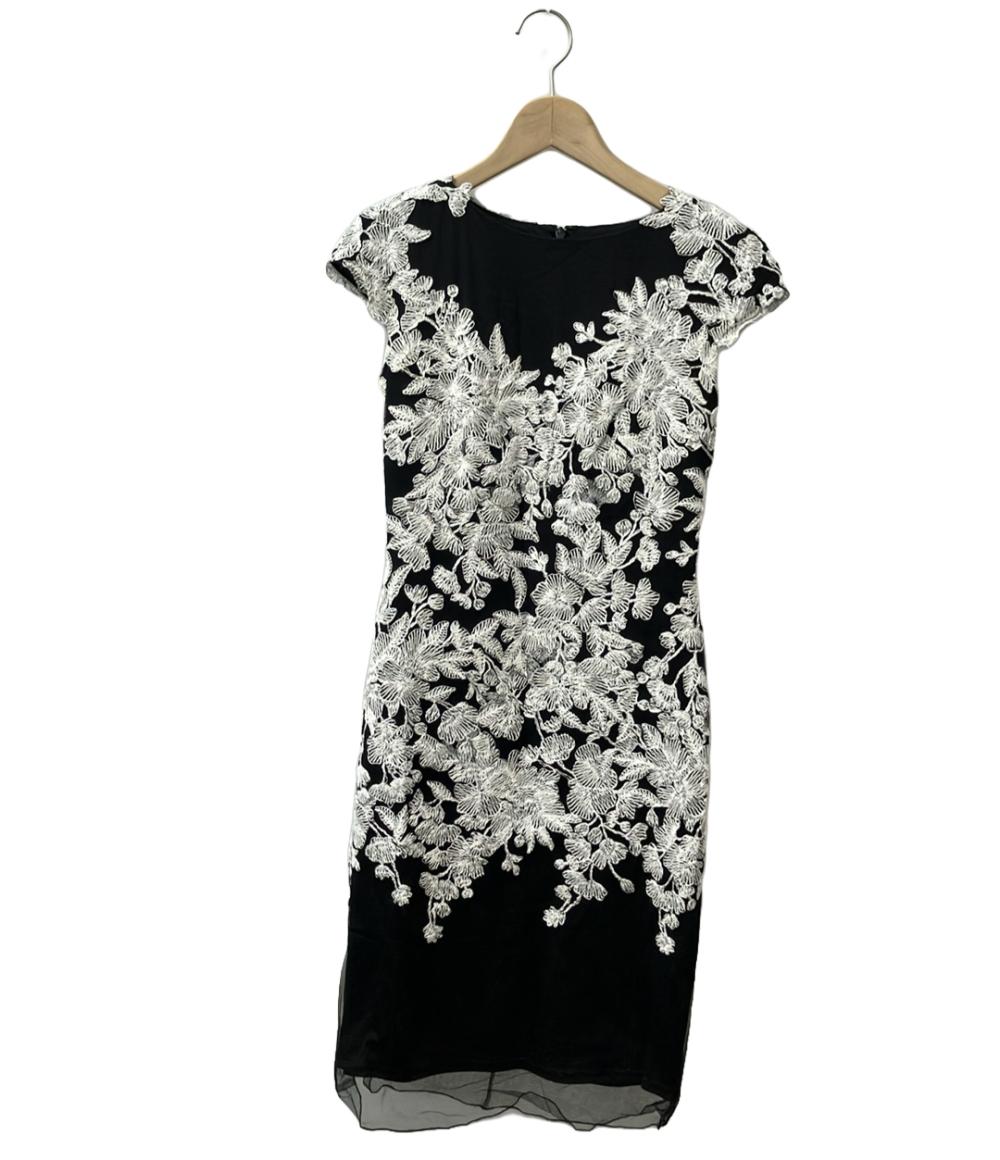 美品】タダシショージ 異素材切替 ノースリーブワンピース 2 黒 【公式