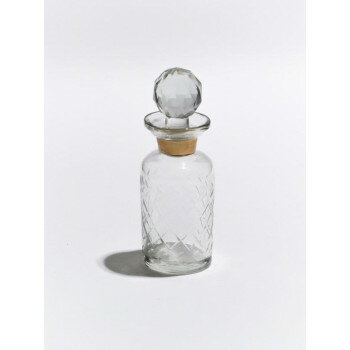 1929年製 英国製◇蓋純銀製 瓶純銀と花デザイン切子 蓋