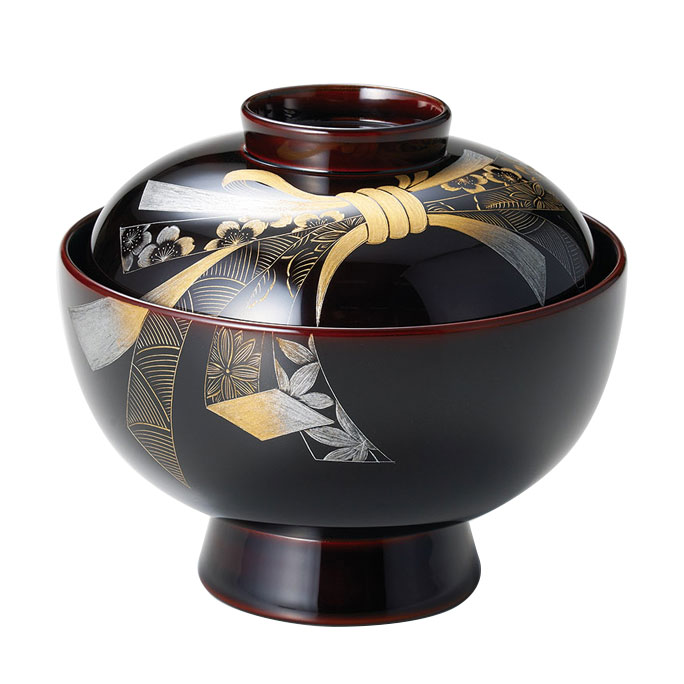 輪島塗 極上蒔絵 東海道盃2客 共箱 口径約10㎝ 東Y8-0108③