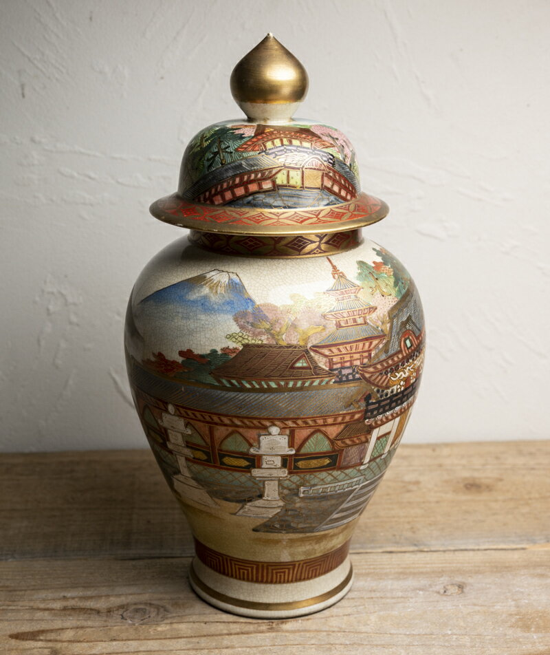 薩摩焼の壺、高さ38cm ※薩摩焼かどうか分かりません 薩摩焼の壺、高さ