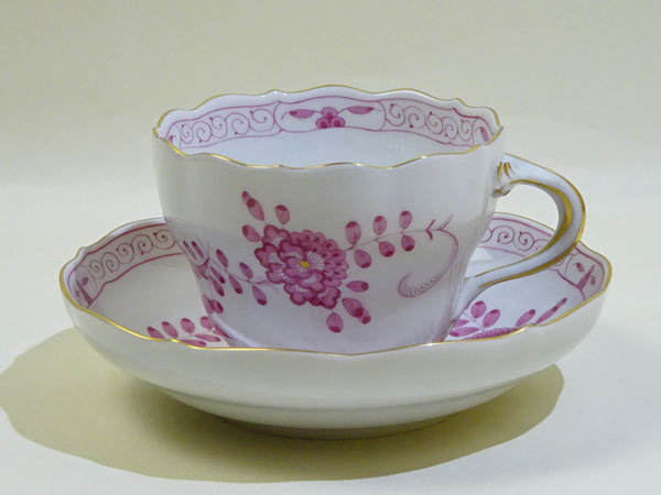 マイセン 金彩 インドの華 珊瑚朱色 透かしコンポート サイズ 21x13.5