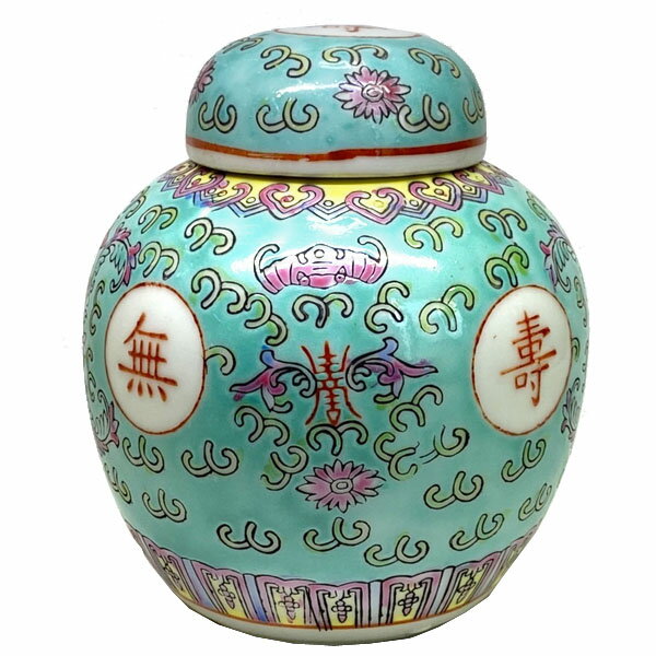 青鶴寿紋四角い茶筒 景徳鎮 陶磁器 装飾品 現代工芸品 美術品 置物 青