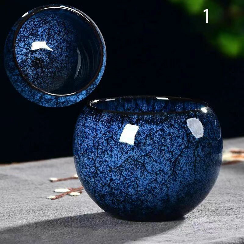 GR8FUL D】①天目 窯変 曜変 ぐい呑 酒器 虹彩 作者不明 GR8FUL D】①