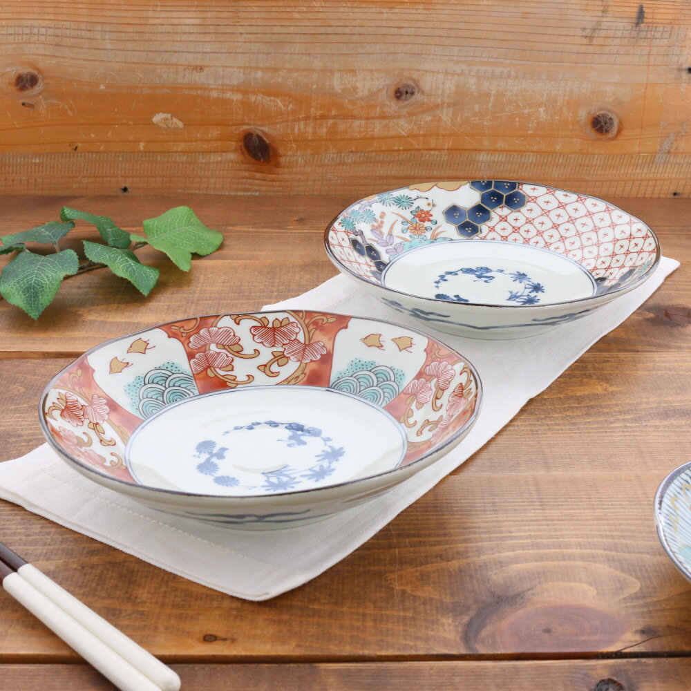 きなこ e3001 古伊万里 色絵 鉢 径22cm 二重高台 きなこ e3001 古