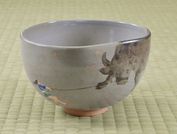 東雲窯 十牛之図 茶盌○共箱○ヴィンテージ茶道具○茶碗 東雲窯 十牛之