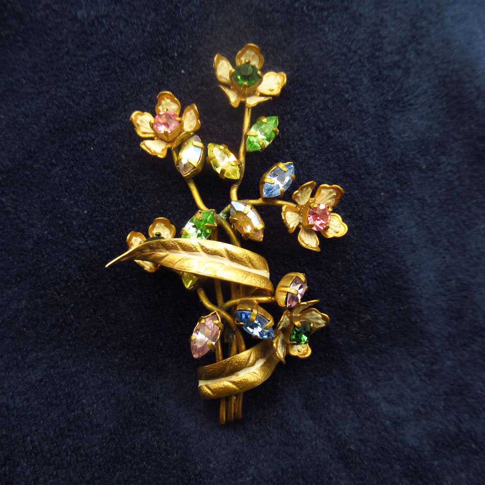 KKS様希少デザイン！Austria アートガラスヴィンテージ ブローチ9743