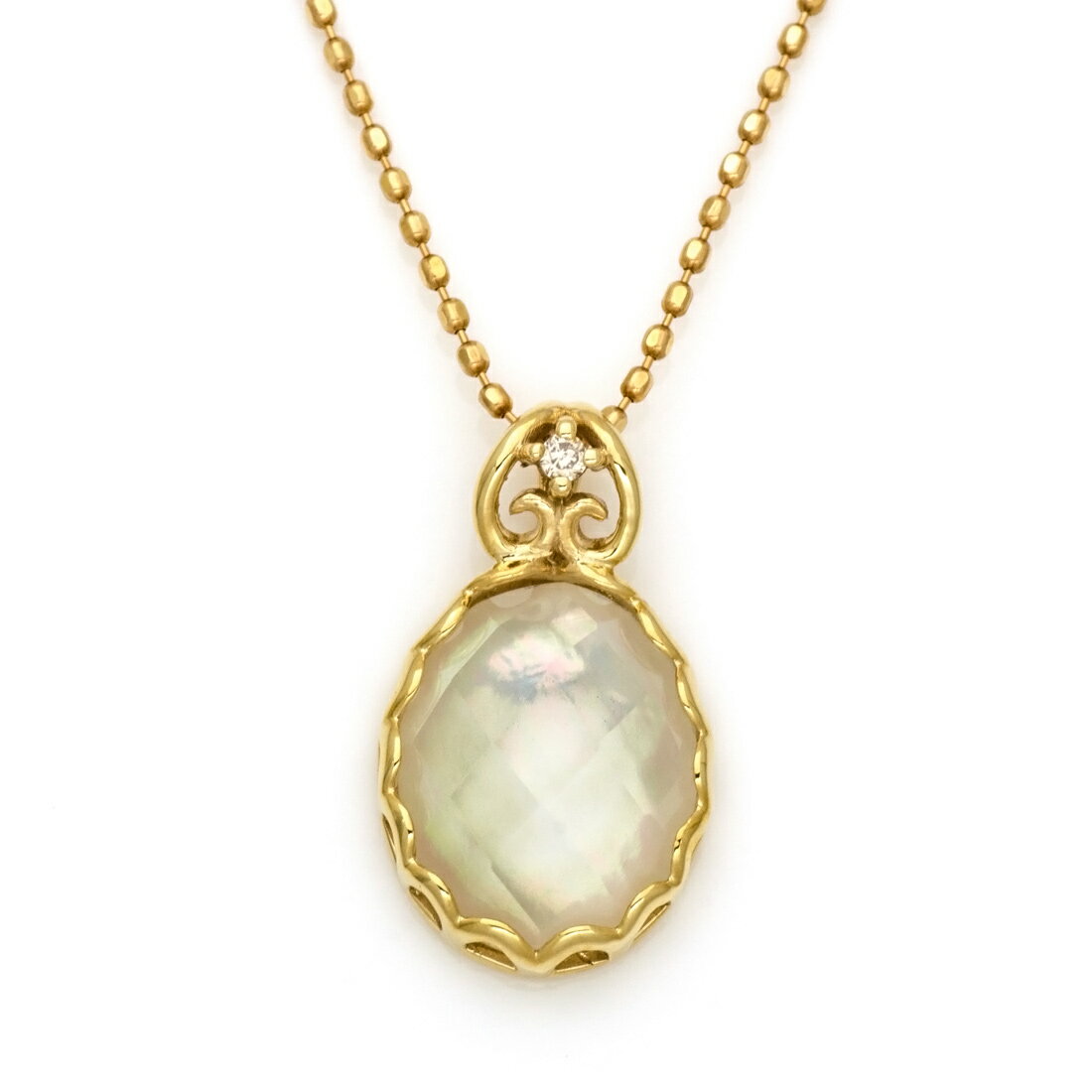 ほぅ】天然ホワイトシェルの大粒デザインネックレストップ ほぅ】天然