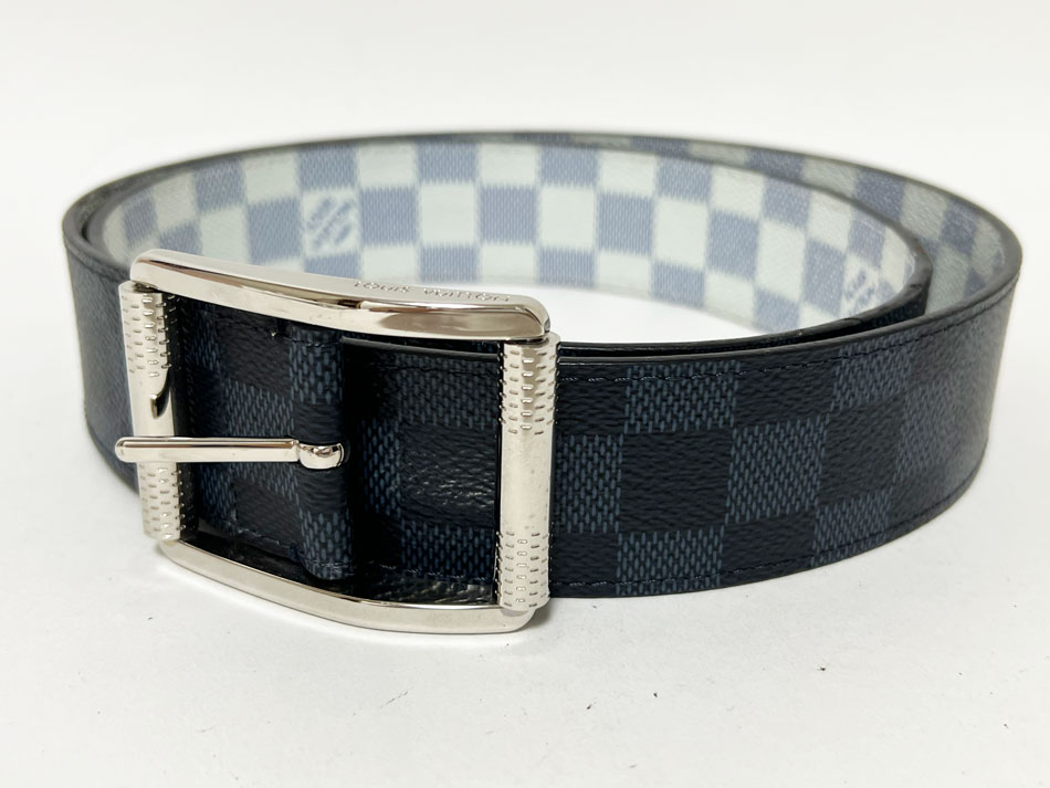 美品］ルイヴィトン タンブール ワンタッチ式 ダミエ アズール レザー