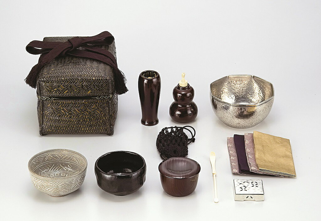 イ712 茶籠『華山作』『御所籠一式 共箱』茶篭 茶道具 野点道具