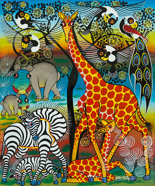 ヨ*コ様 ティンガティンガ 原画 MR•MALIKITA ママアフリカ茶 ティンガ