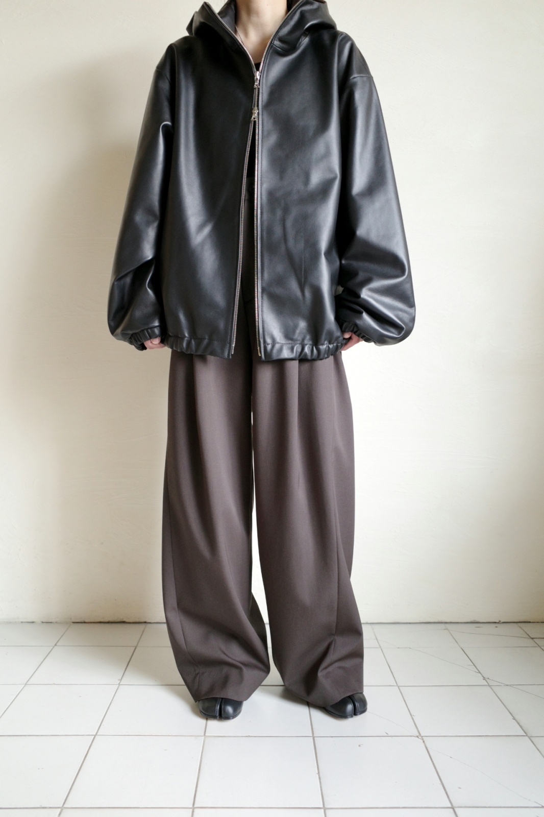 ssstein LEATHER HOODED SHORT JACKET・BLACK - tity