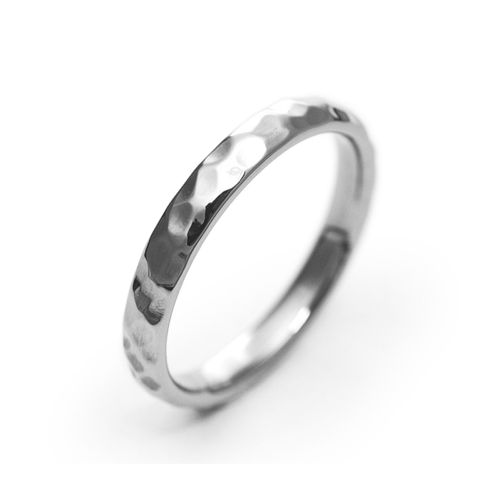 ゆるり ざらざら槌目の甲丸リング 龍頭 甲丸 丸鎚目 リング 12～27号