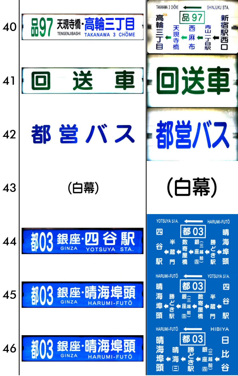 方向幕・港南 平成25年4月～(最終期) | 都営バス資料館