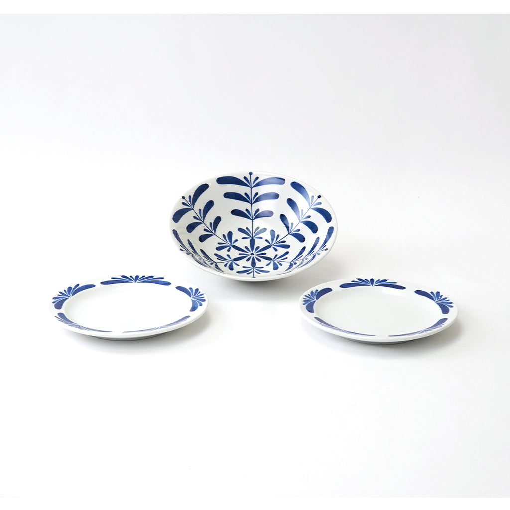 砥部焼、郡中十錦茶碗3点