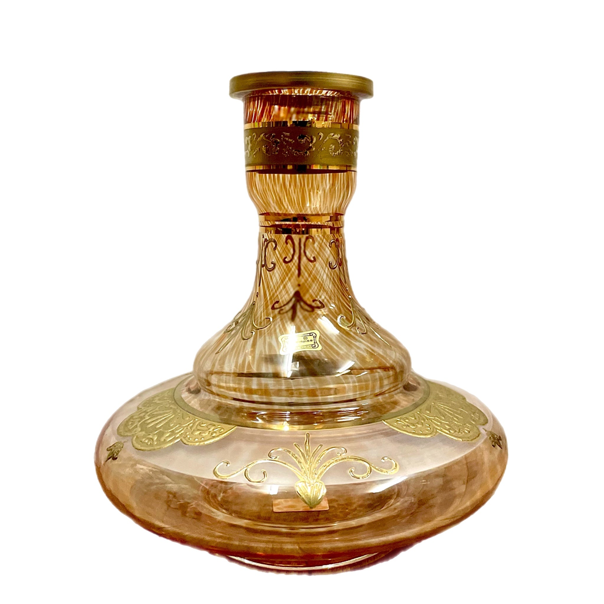 チェコスロバキア製エーゲルマン金彩ベンドローイングの大鉢 アンバー