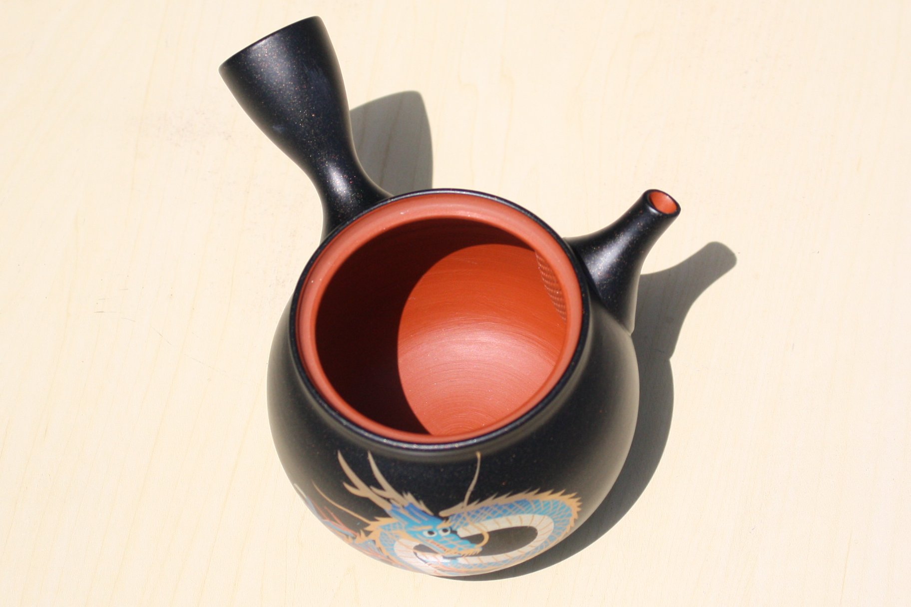 煎茶道具 益子焼 染付花文 大きめ急須 茶壷 時代箱 C R8055C 玉光窯 茶