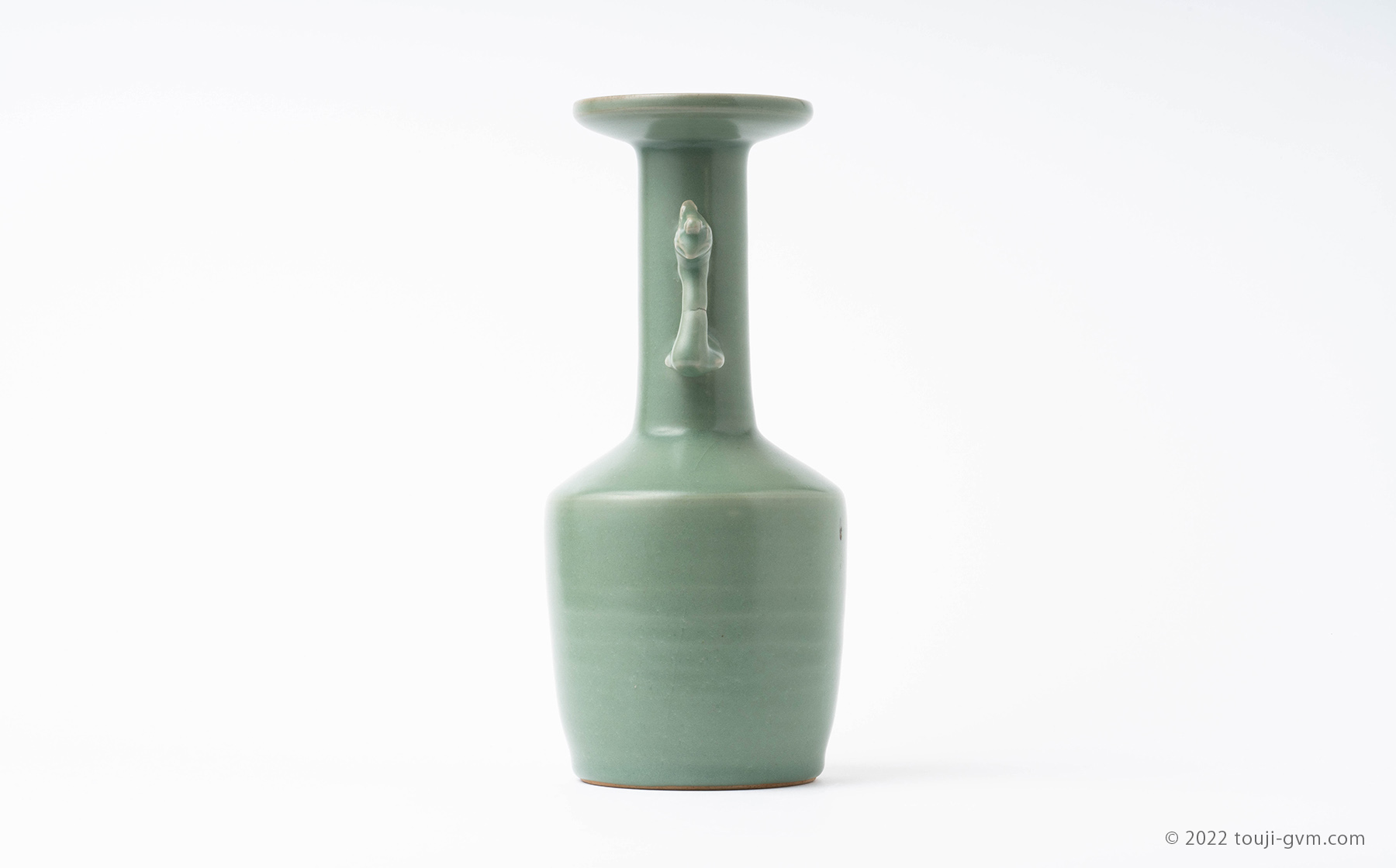 中国美術 青磁龍耳花瓶 高さ22㎝ 東Y8-0108⑤タウオ 中国美術 青磁龍耳