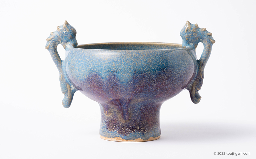 中国美術 鈞窯 斑紫釉 碗 φ14cm 茶道具伝来(LC253) 中国美術 鈞窯