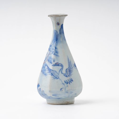 李朝、白磁、辰砂、鹿、鶴、亀図、大壺。 李朝、白磁、辰砂、鹿、鶴