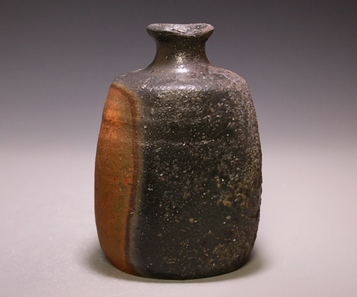 中村 六郎 備前窯変徳利 共箱