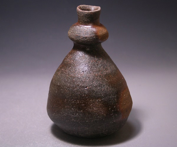 金重愫 備前徳利一輪花入 円山窯 備前焼 四方桟共箱 b116 金重愫 備前