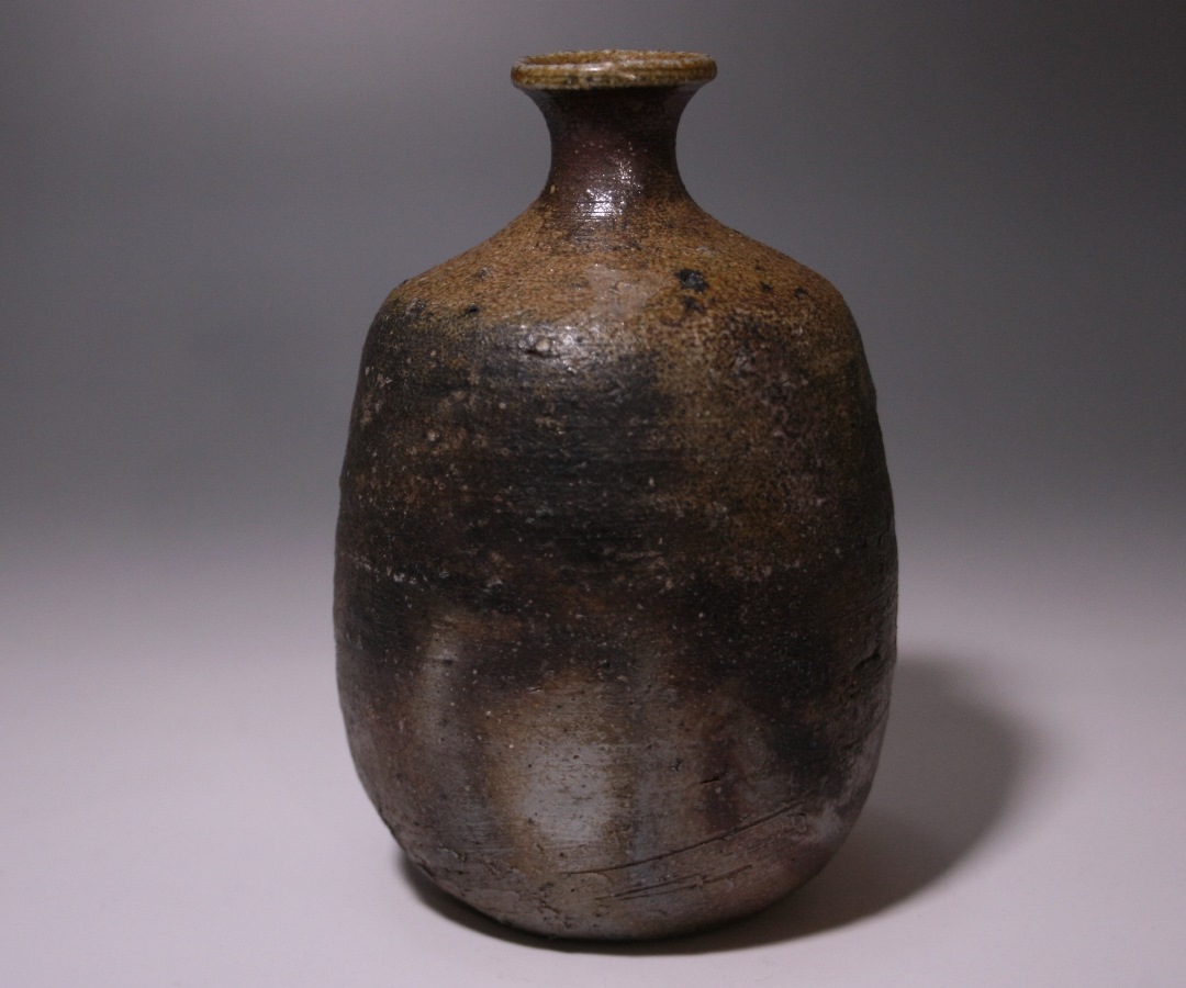 人間国宝山本陶秀（楽友銘） 備前焼 石目徳利 共箱共布栞 とっくり 酒