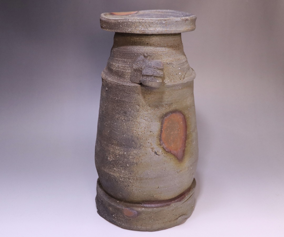 陶印あり 窯印 古備前 船虫徳利 壺 花瓶 花入 花器 公