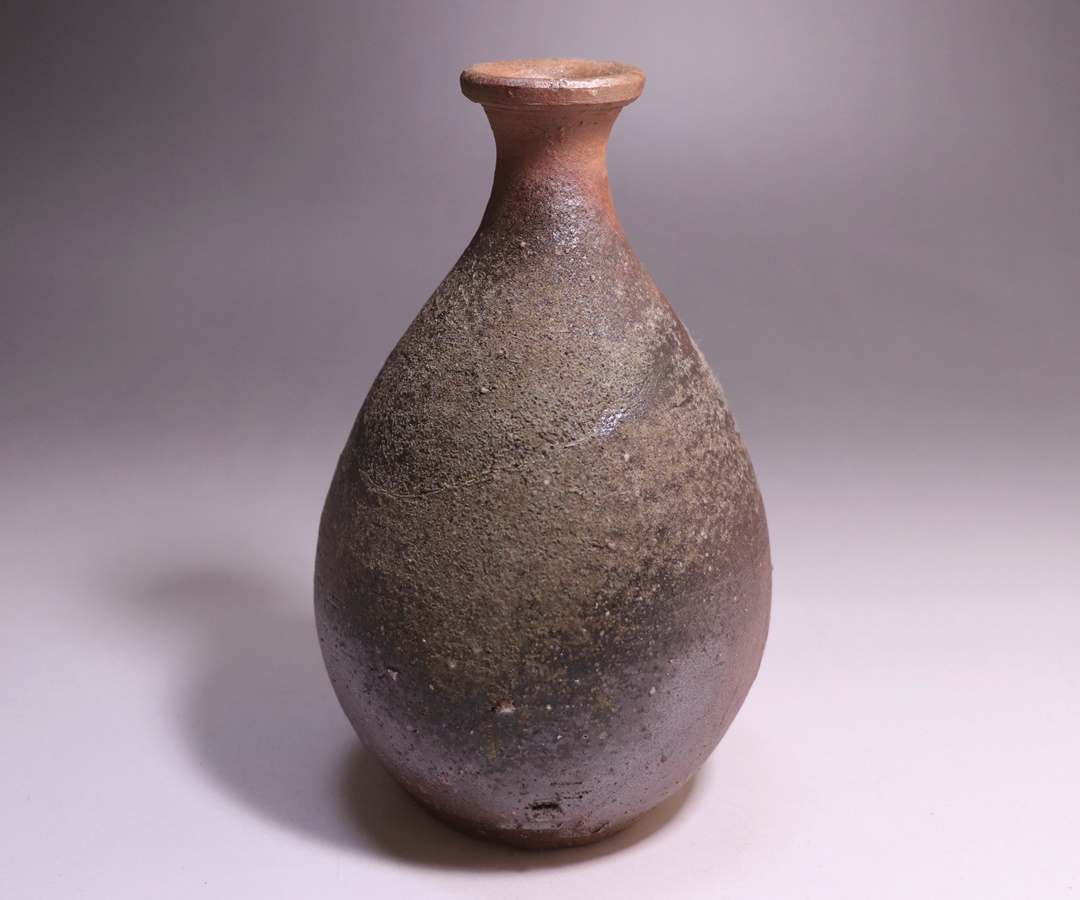 真作 人間国宝 藤原啓 備前徳利 高さ約13センチ 藤原 啓 作 「