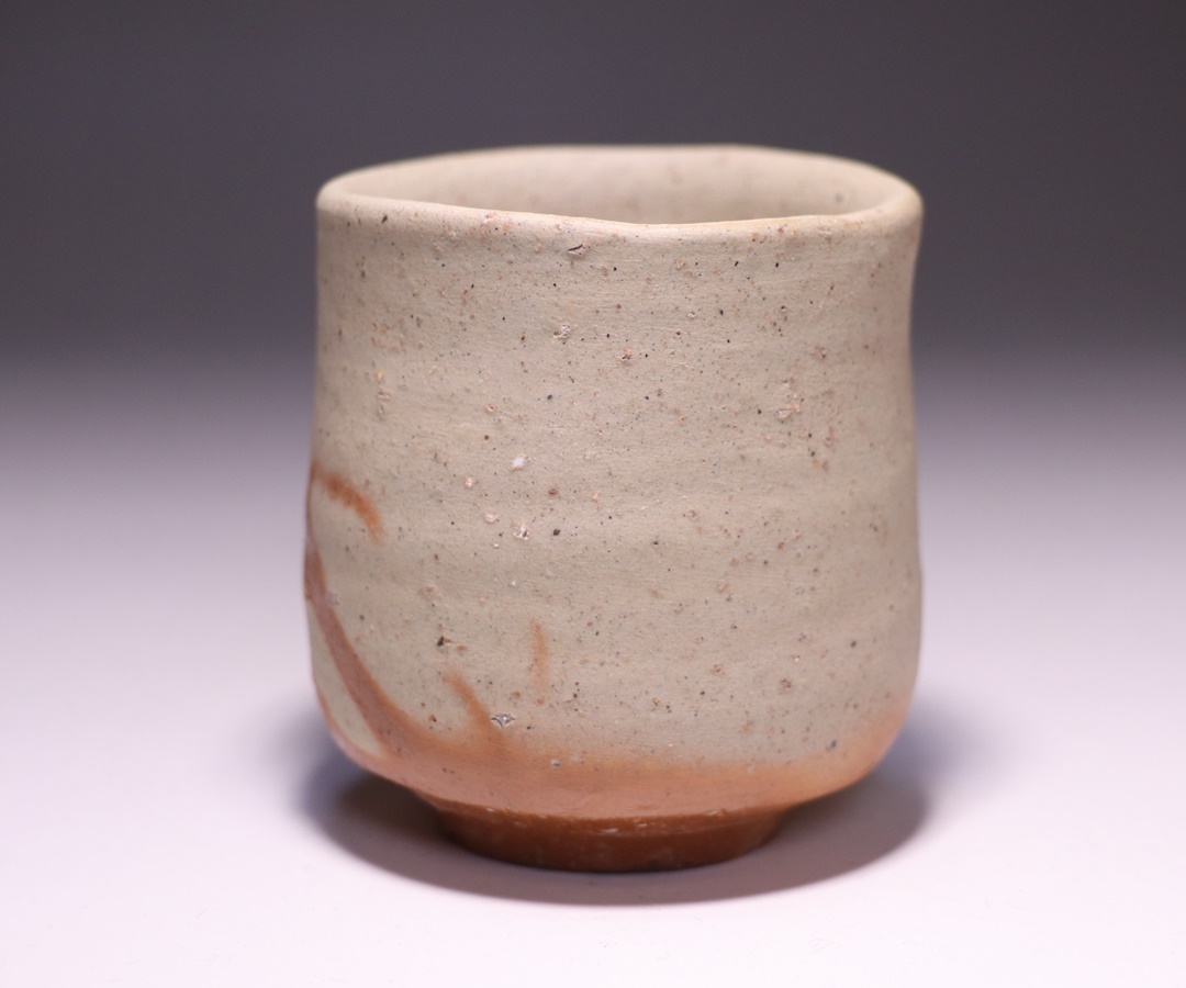 備前焼 人間国宝 伊勢崎淳 湯呑 共箱 陶芸 伊勢崎 淳 作 「備前酒呑