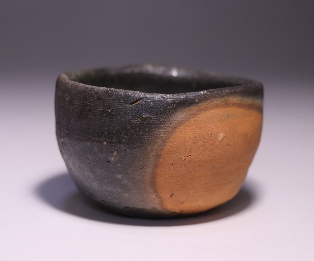 岡山県重要無形文化財 金重道明 備前焼 伊部徳利&酒呑 共箱合布栞 酒器