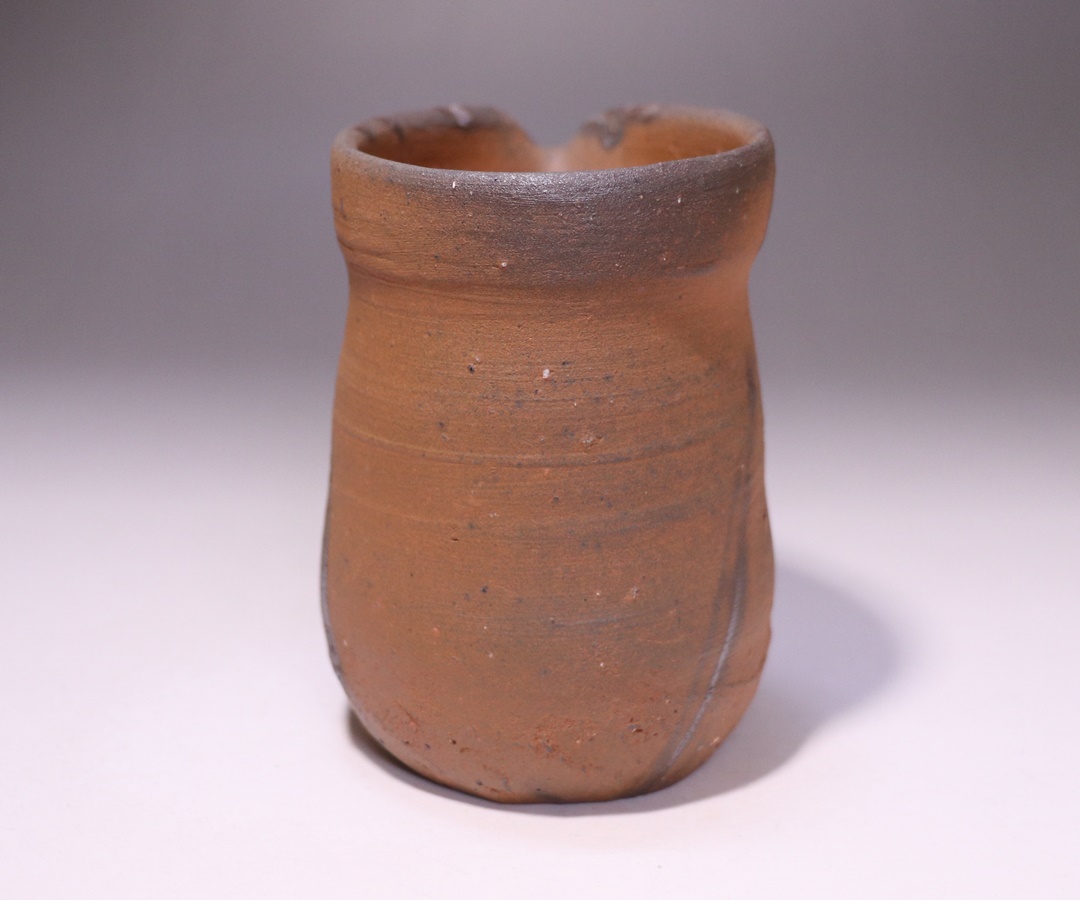 備前焼 閑谷窯 陶器 赤茶色 小型 陶芸作品 木箱付き 備前焼 閑谷窯