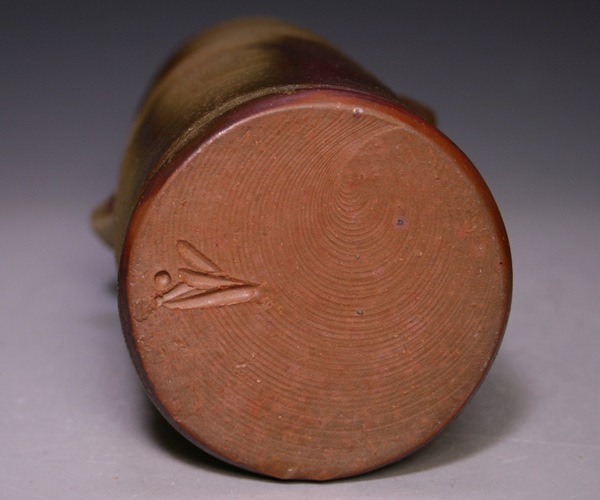 人間国宝：藤原雄作 傑作『備前 花入/花生』 (共箱・陶印付き)