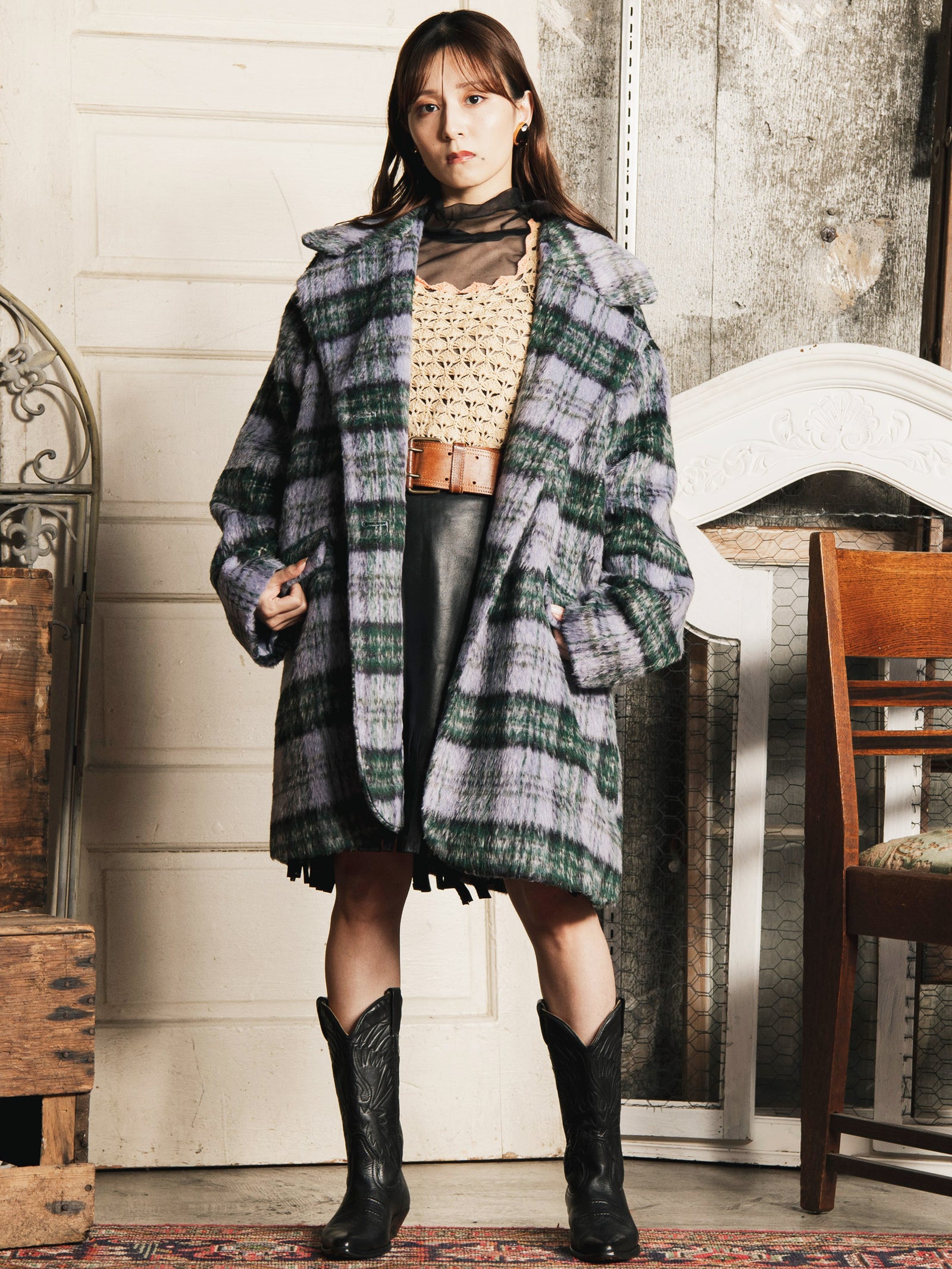 Acne Studios チェスターコート チェック柄 Acne Studios チェック柄