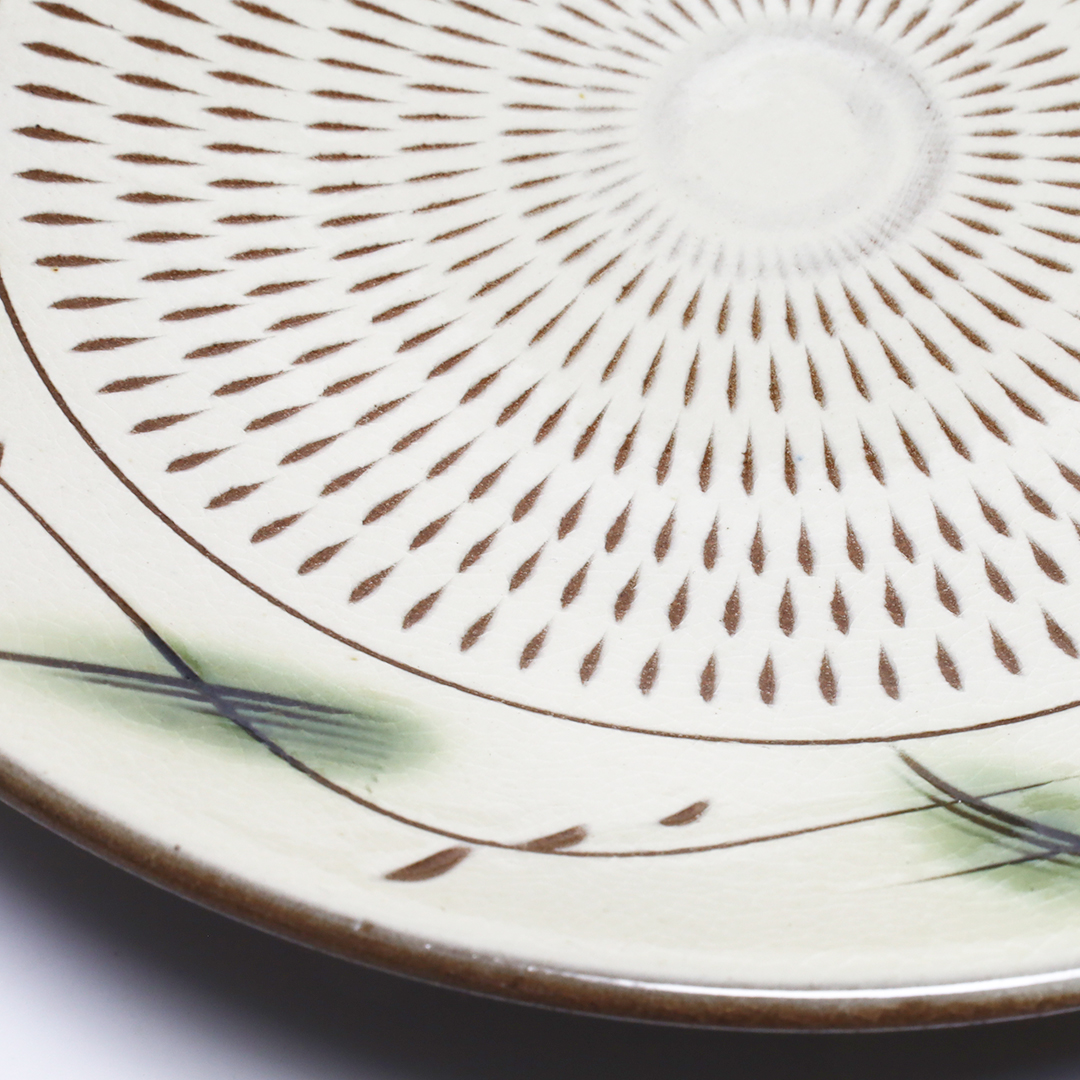 やまさん柳瀬窯 6寸皿 飛鉋・草紋 プレート お皿 取皿 和食器 焼き物