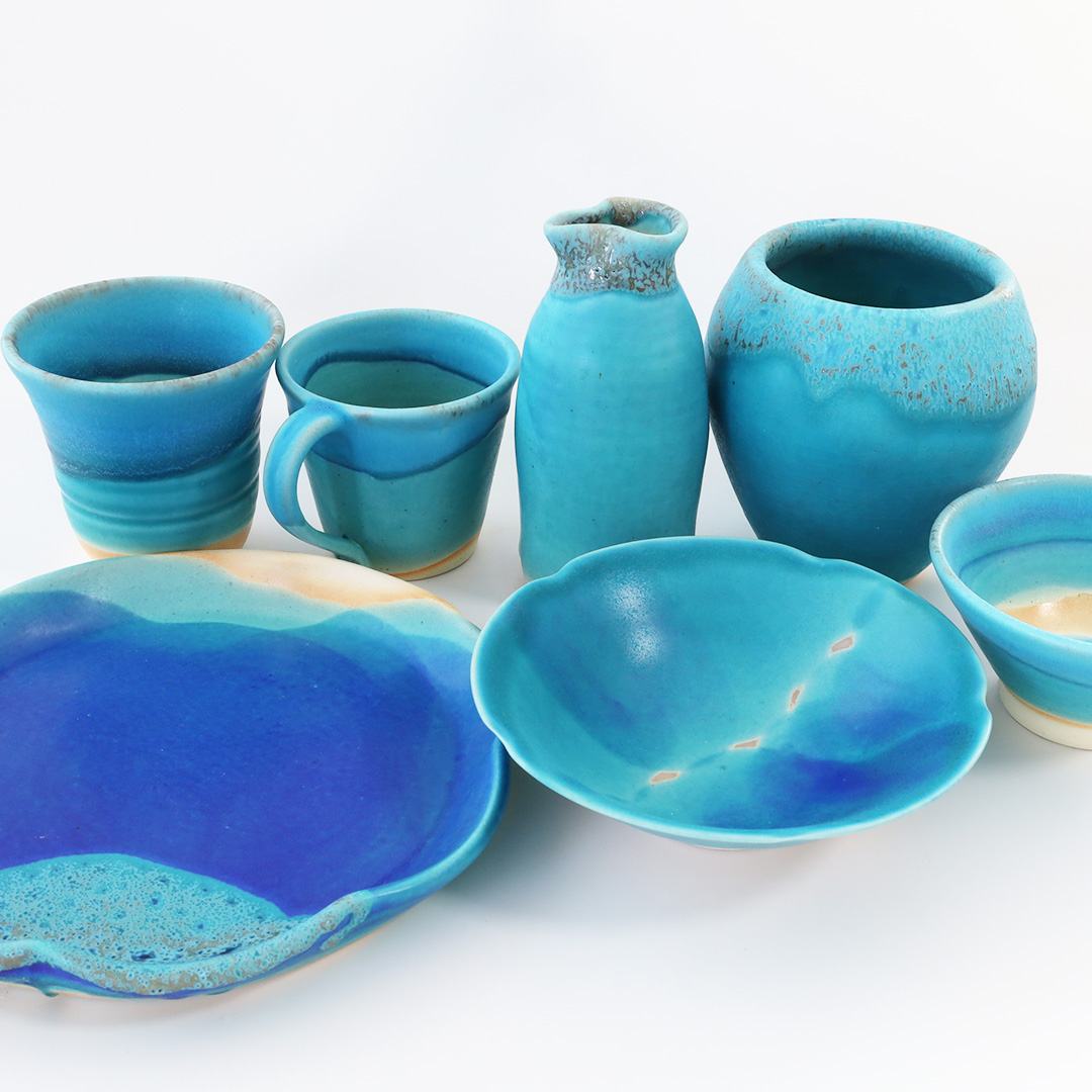 うるま陶器 やちむん ブルー 琉球焼き 焼き物 陶器 - 作家・窯元の器と