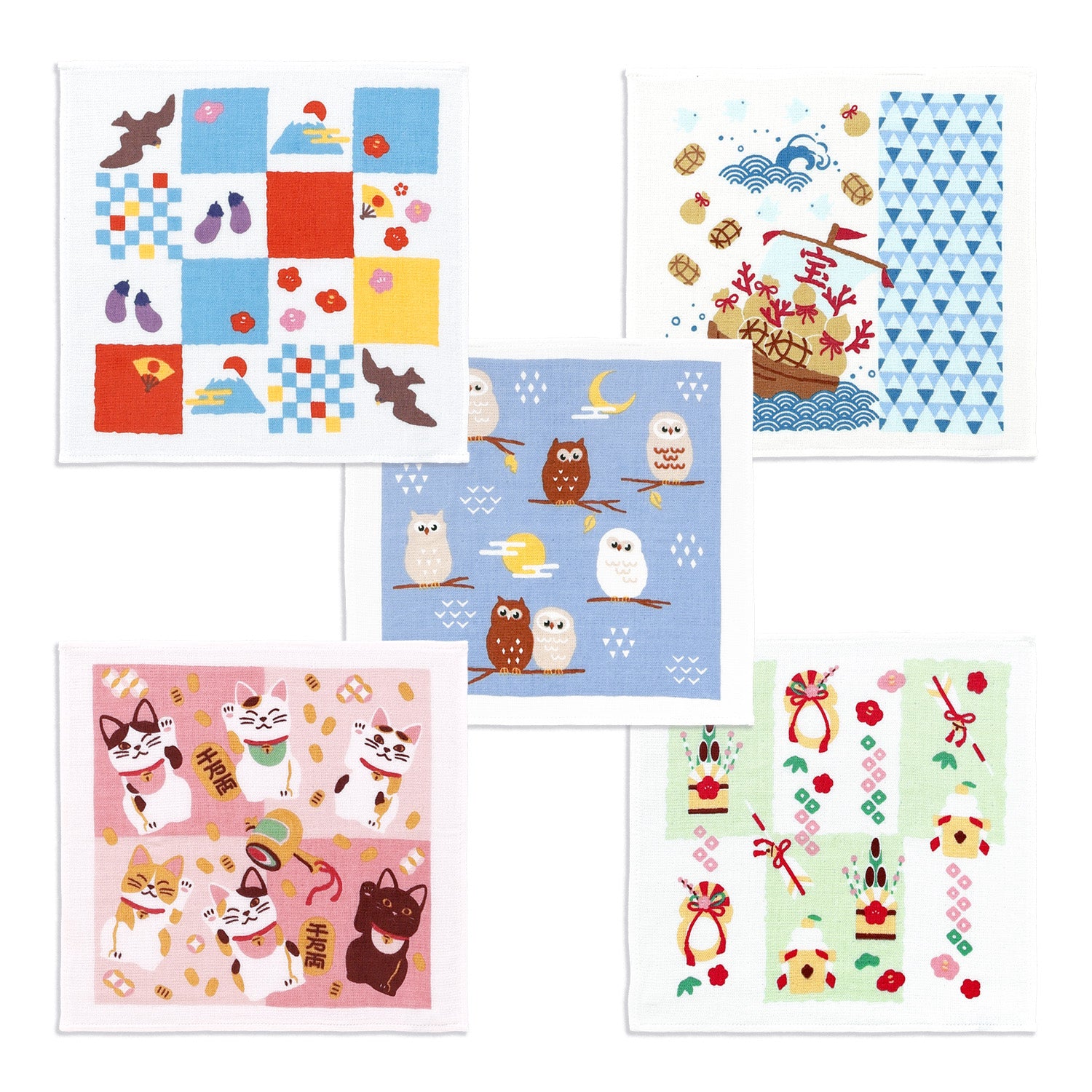 さいか』賑わう初夢 タオルハンカチ – タオル美術館公式オンラインショップ