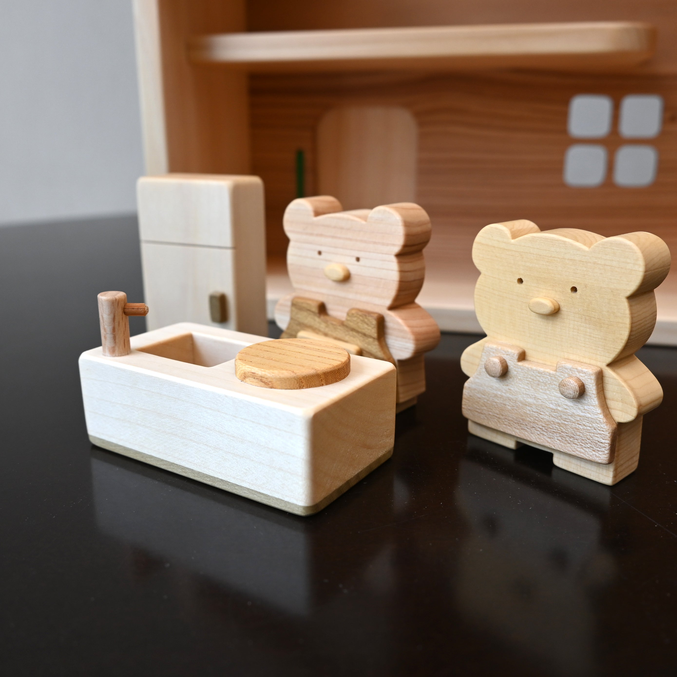 セキグチ❤️木製家具5点セット クマの人形付き家具・ビンテージ