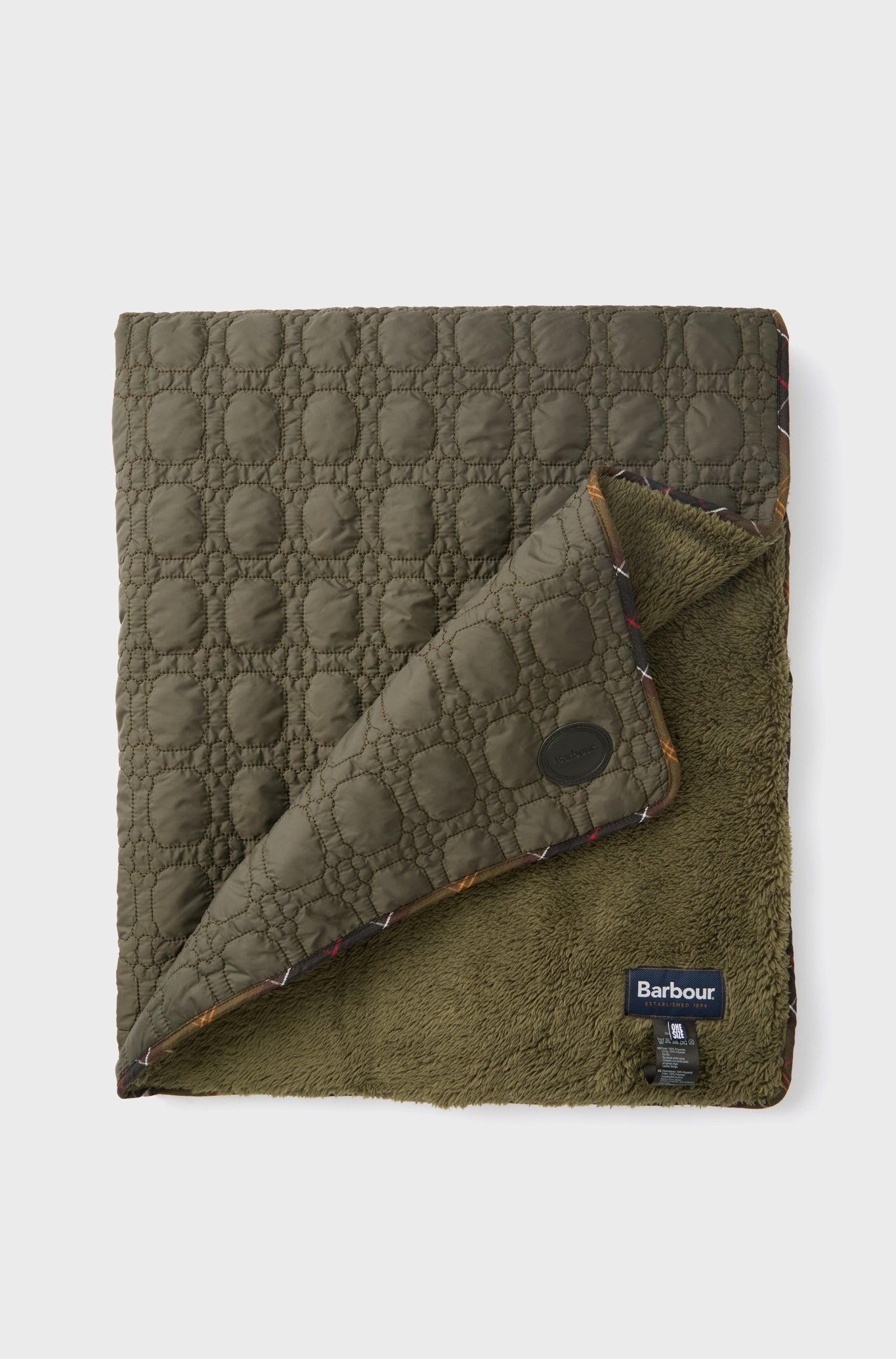 Dark Olive Dog Bone Quilted Blanket | Barbour