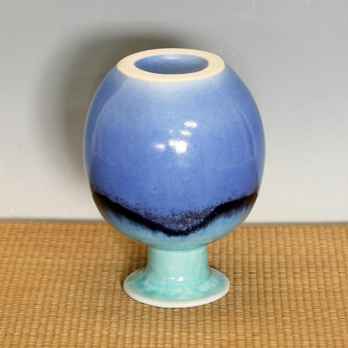 青紫色 陶器 花瓶 高さ21cm 群青壺型大花瓶 20号｜中村