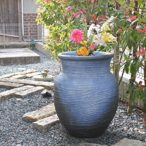 フォークアート 大きい壺 花瓶 オブジェ 柄 素焼き ネイティブ 花器