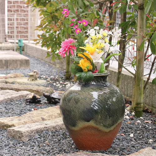 楽天市場】【ポイント8倍】信楽焼 大型 フラワーベース コゲ ビードロ